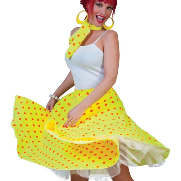 Gonna e Foulard Giallo Fluo a Pois Rock'N Roll