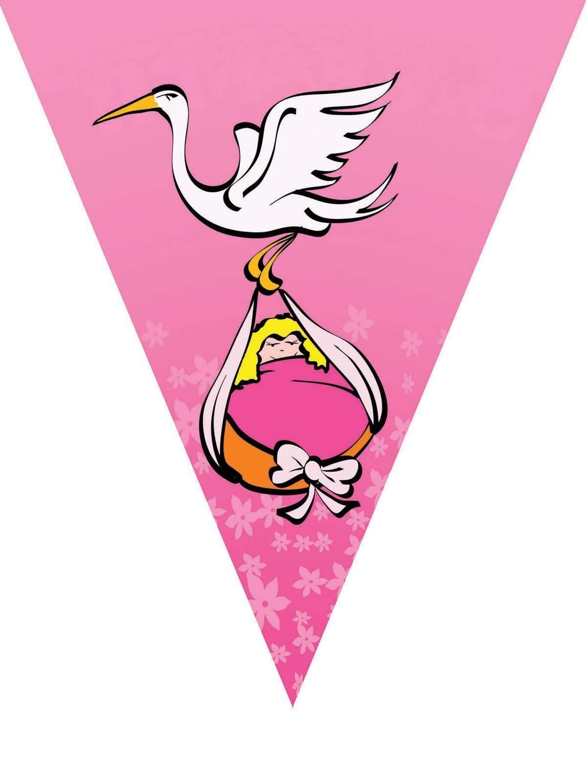 Festone Bandierina con Bebè Rosa