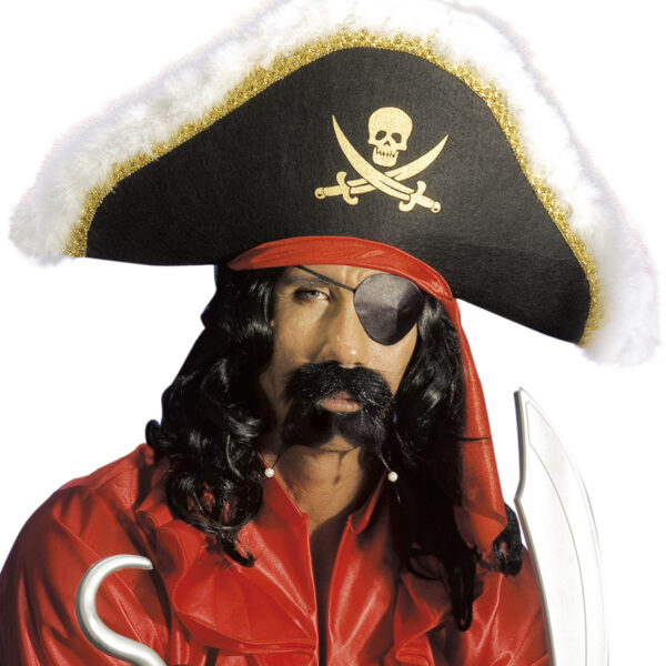 Baffi e Pizzetto Nero con Perle da Pirata