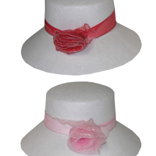 Cappello Bianco in Feltro con Fiore Colori Assortiti