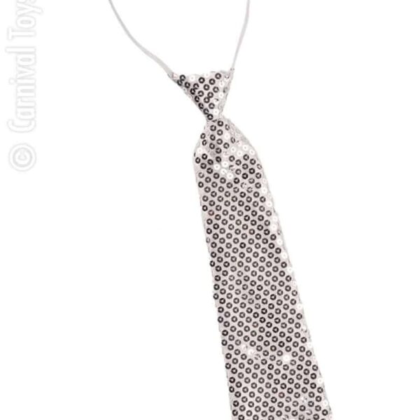 Cravatta Argento in Raso e Paillettes