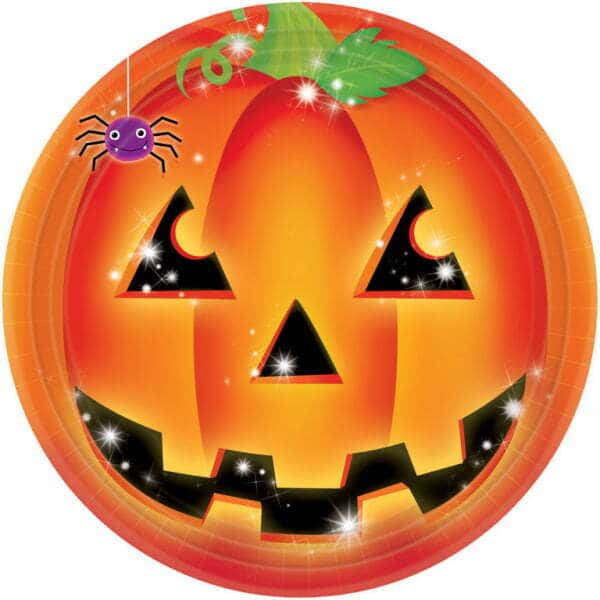 Piatti Halloween Zucca effetto Brillantini