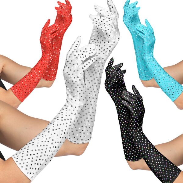 Guanti in Paillettes Lunghi Colori Assortiti