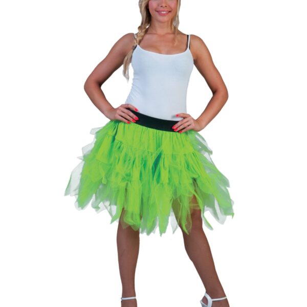 Sottogonna in Tessuto e Tulle Verde Fluorescente