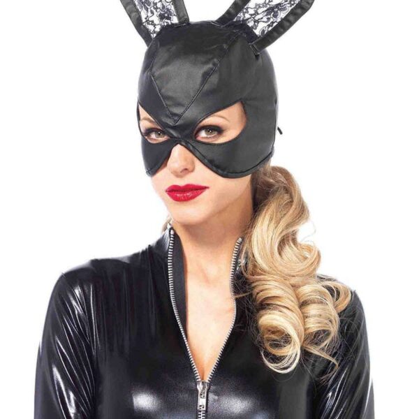 Maschera Nera integrale in Similpelle da Coniglio
