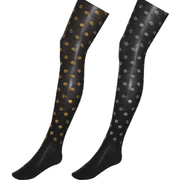 Collant Nere con Pois Glitter Colori Assortiti
