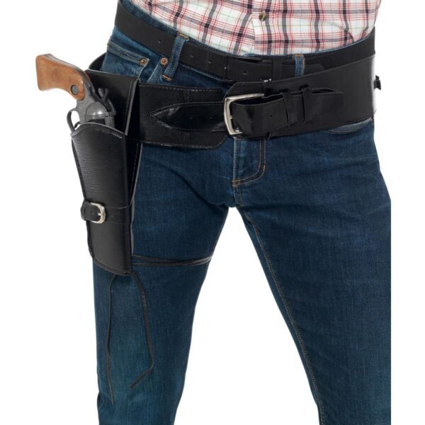 Cinturone Nero con Una Fondina da Cowboy