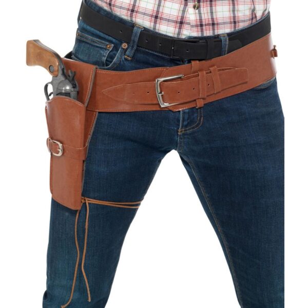 Cinturone Marrone con Una Fondina da Cowboy