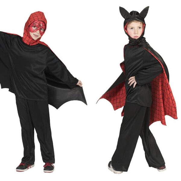 Mantello Reversibile Spiderman e Batman