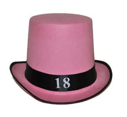 Cappello Cilindro Rosa con Numero 18
