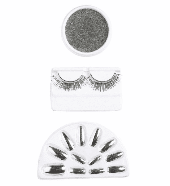 Kit Unghie Ciglia e Trucco Argento