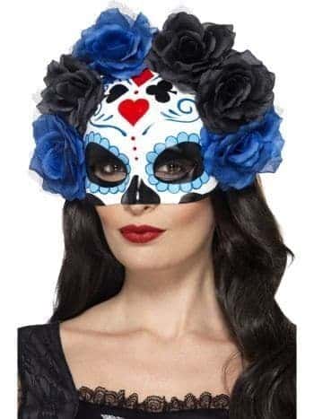 Maschera da Teschio Messicano Blu e Nera