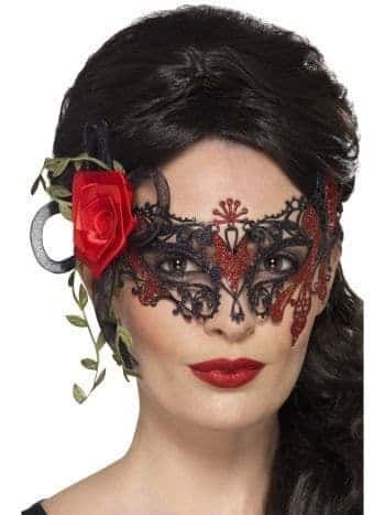 Maschera Gotica in Metallo con Rosa