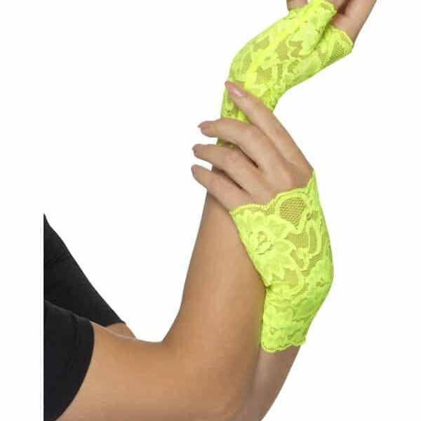 Guanti Verdi Fluorescenti in Pizzo senza Dita