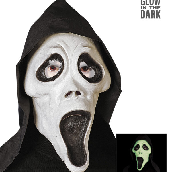 Maschera da Fantasma con Cappuccio Fluorescente