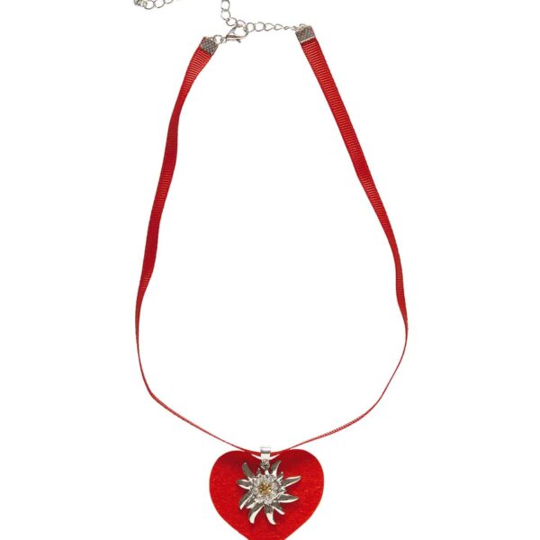 Collana Rossa a Cuore con Stella Alpina