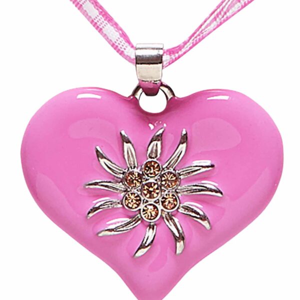 Collana Rosa a Cuore con Stella Alpina