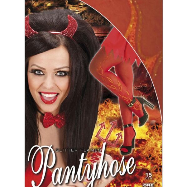 Collant Opaco Rosso con Fiamme