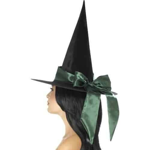 Cappello Nero da Strega con Fiocco Verde