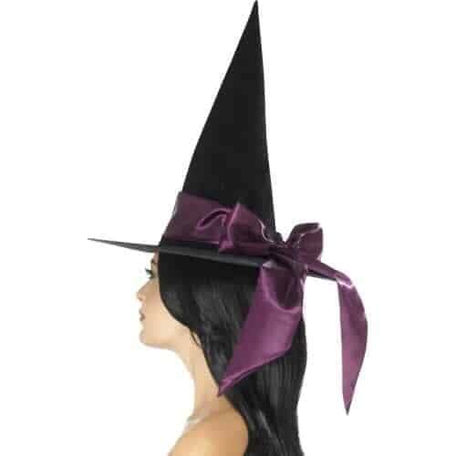 Cappello Nero da Strega con Fiocco Viola
