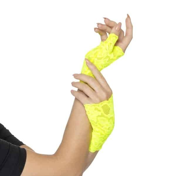 Guanti Gialli Fluorescenti in Pizzo senza Dita