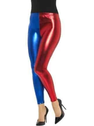Leggings da Harley Queen Rosse e Blu in Spandex