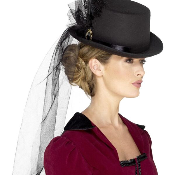 Cappello Cilindro Nero da Dama Vittoriana