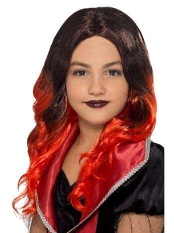 Parrucca Nera e Rossa da Strega per Bambine