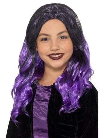 Parrucca Nera e Viola da Strega per Bambine