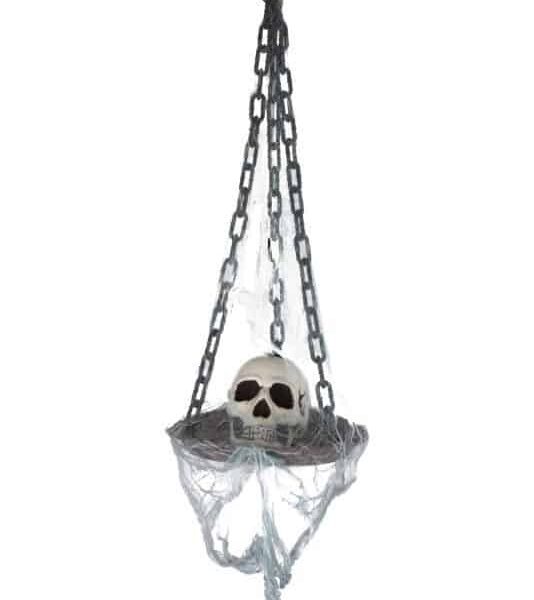 Lampadario con Catene e Teschio Luminoso