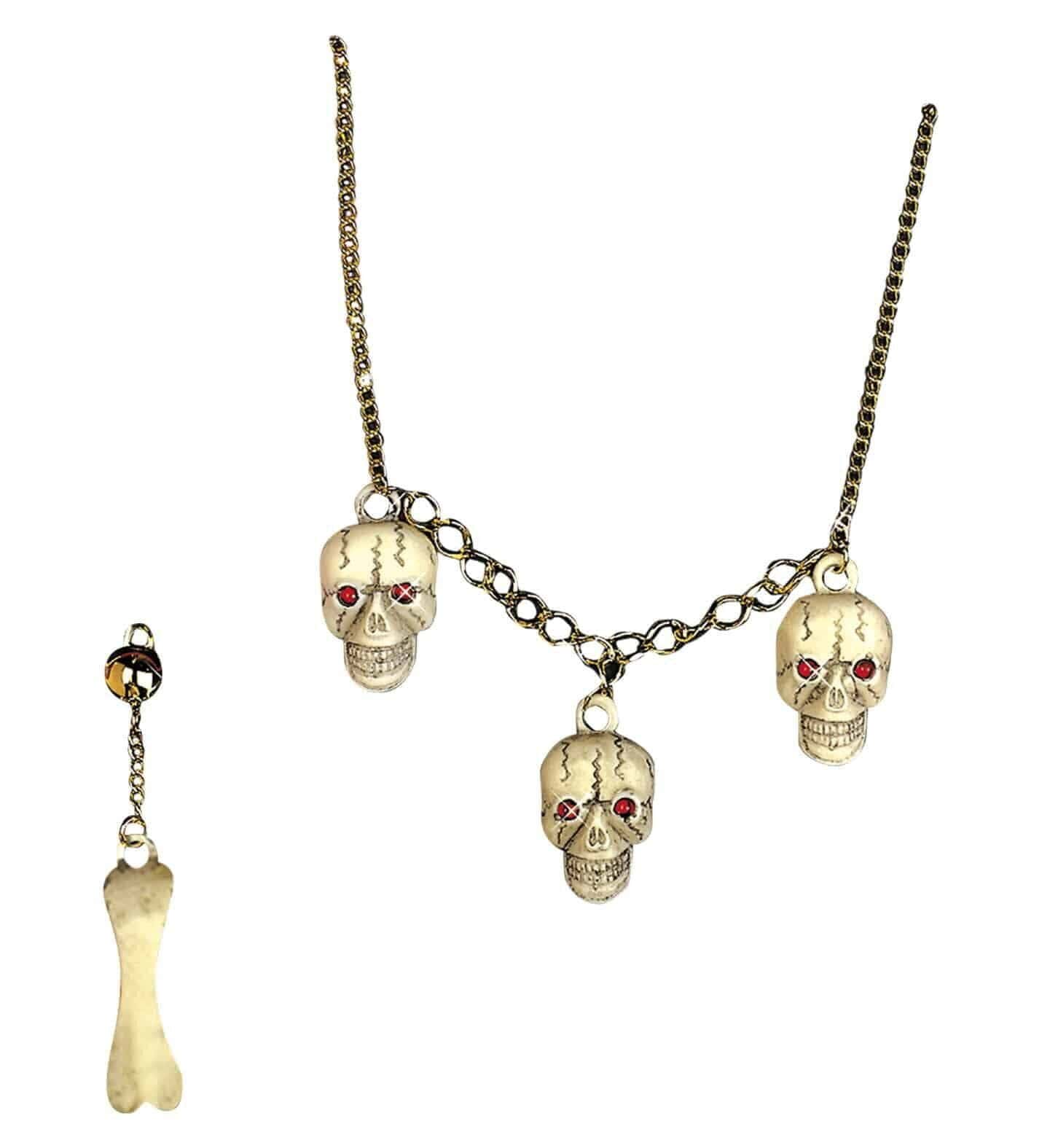 Set Collana e Orecchini con Teschio