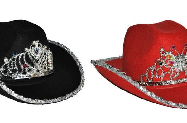 Cappello da Cowgirl Rosso o Nero con Corona