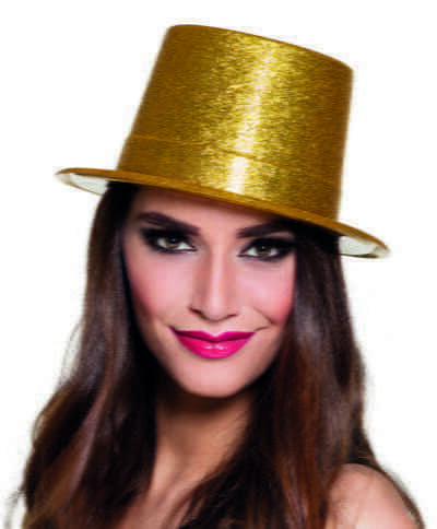 Cilindro Alto con Glitter Oro