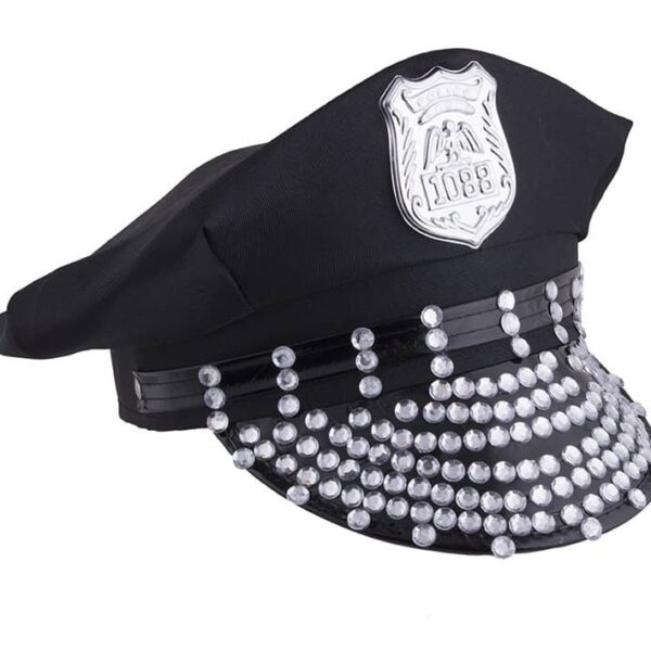 Cappello Nero da Poliziotto con Strass
