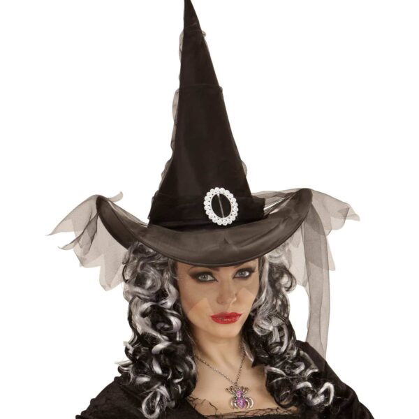 Cappello da Strega Nero con Tulle