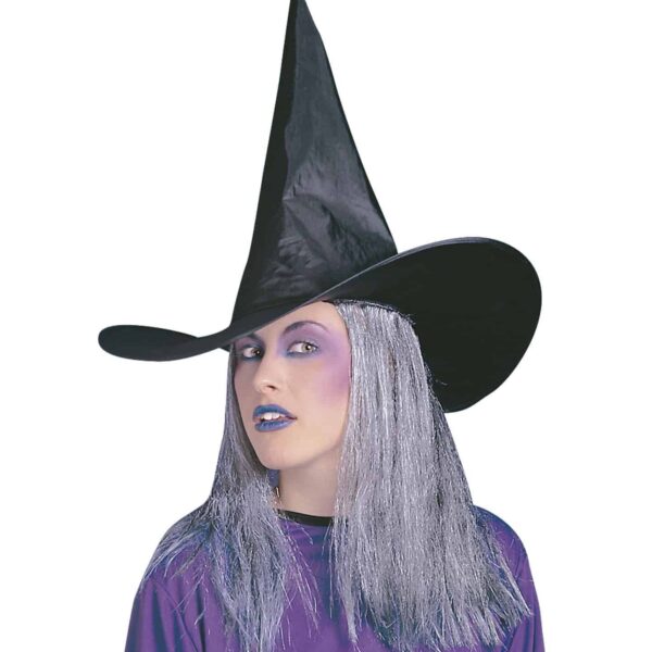 Cappello Nero da Strega con Capelli Grigi