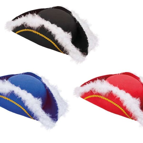 Cappello Pirata Tricorno con Piume Colori Assortiti