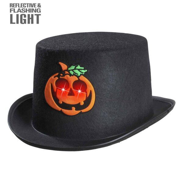 Cappello a Cilindro Nero con Zucca Lampeggiante