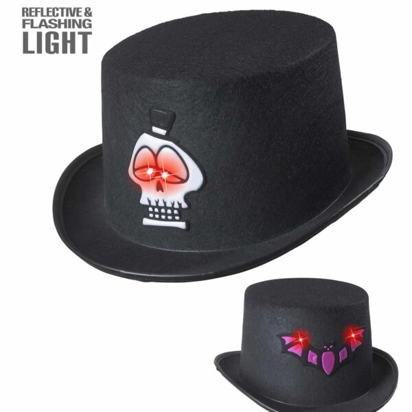 Cilindro Nero Halloween con Luci Led