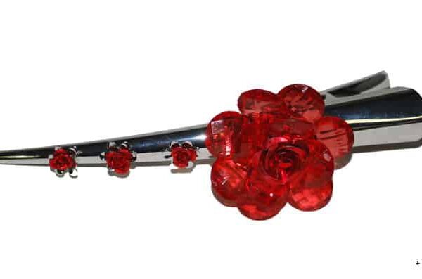 Spilla per Capelli con Fiore Rosso