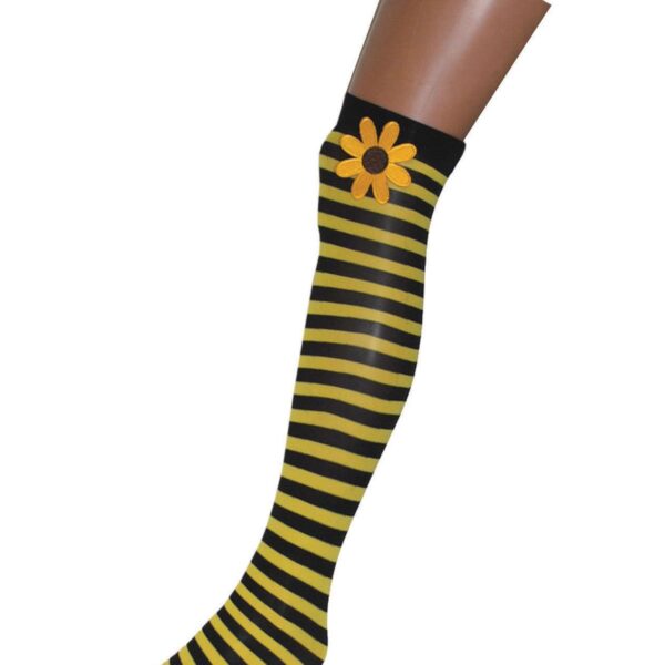 Collant Parigina a Righe Giallo Nero con Fiore