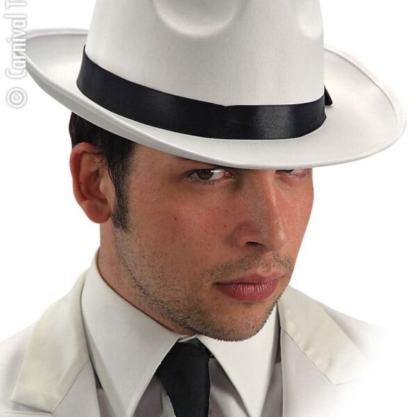 Cappello da Gangster in Raso Bianco