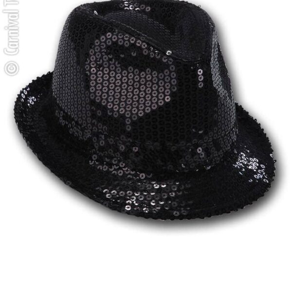 Cappello da Gangster Nero con Paillettes