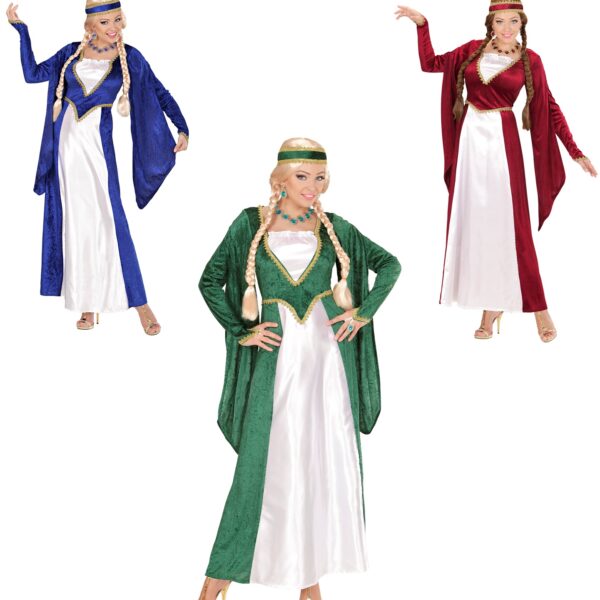 Costume da Regina del Rinascimento Colori Assortiti