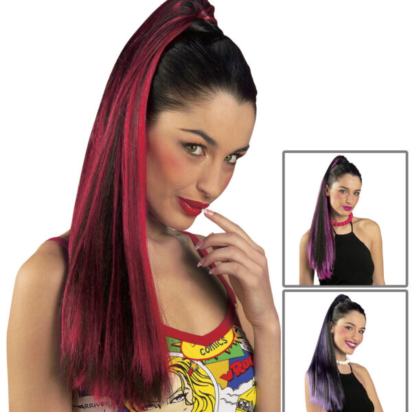 Extensions Coda Liscia Nera Lunga con Meches