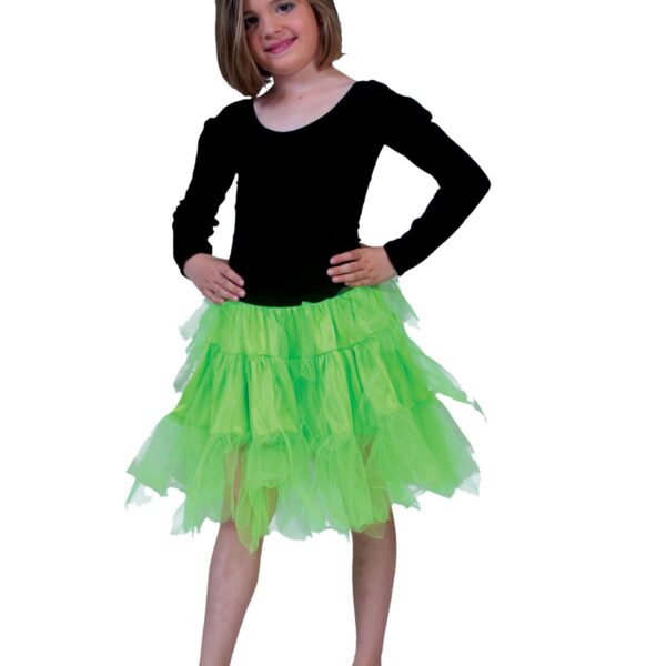 Sottogonna in Tessuto e Tulle Verde Fluorescente