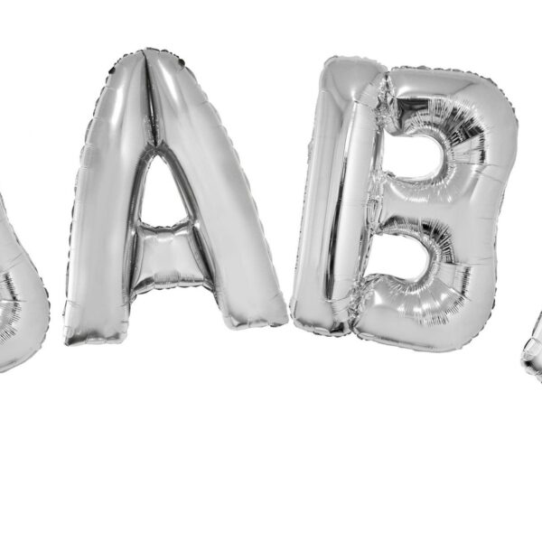 Palloncino Mylar Argento Scritta Baby