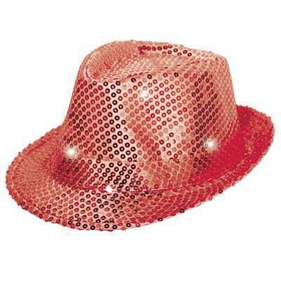 Cappello da Gangster Rosso in Paillette con Led