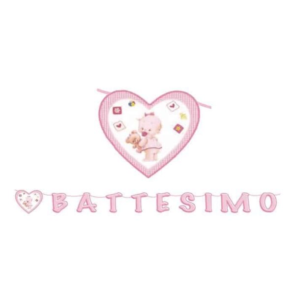 Festone Scritta Maxi Battesimo Rosa