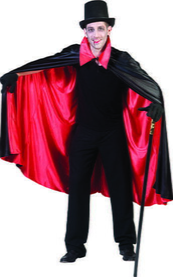 Mantello Nero e Rosso Reversibile da Vampiro in Nylon